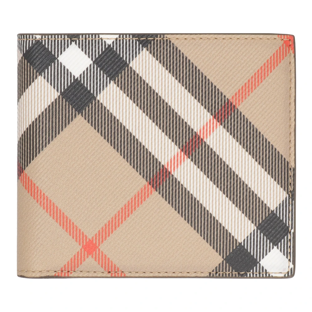 Burberry Men's Beige Check Bifold Wallet - Wallets & Cardholders - One Size - Accessories