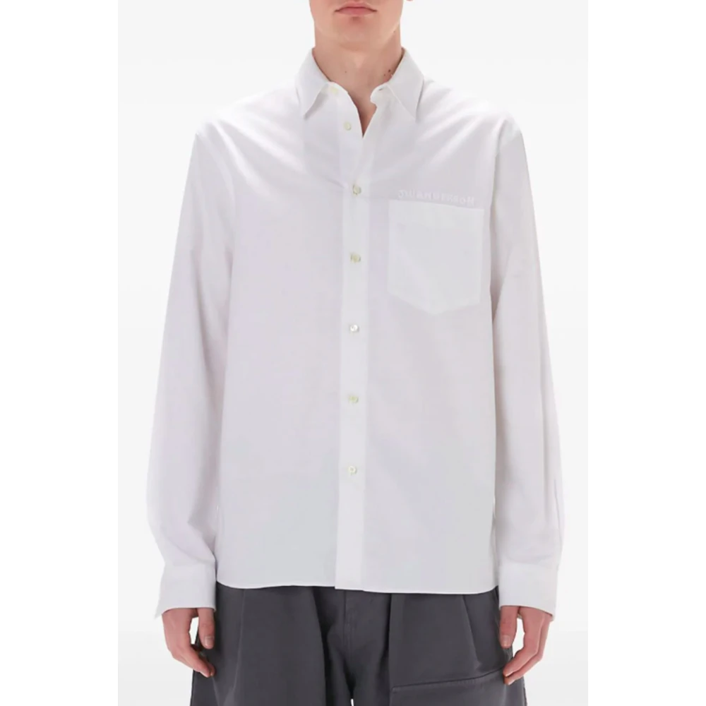 JW Anderson Witte Katoenen Logo Overhemd Klassieke Kraag White Heren