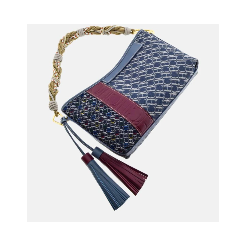 Carolina Herrera Patchwork Crossbody Tas met Leren Strepen Blue Dames