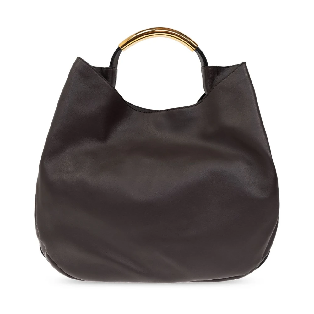 Moschino Zwarte Magnetische Top Hand Schoudertas Brown Dames