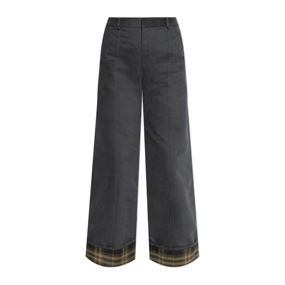 Burberry Women's Gray Wide-Leg Trousers - Wide Trousers - Xs - Trousers