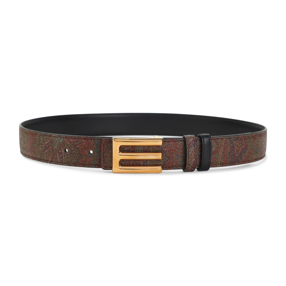ETRO Zwart Logo Gesp Riem Brown Dames