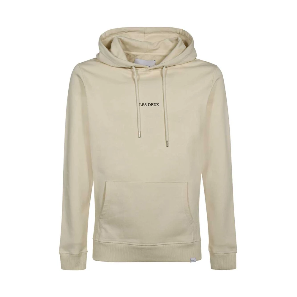 Les Deux Katoenen Hoodie met Ribboorden Beige Heren