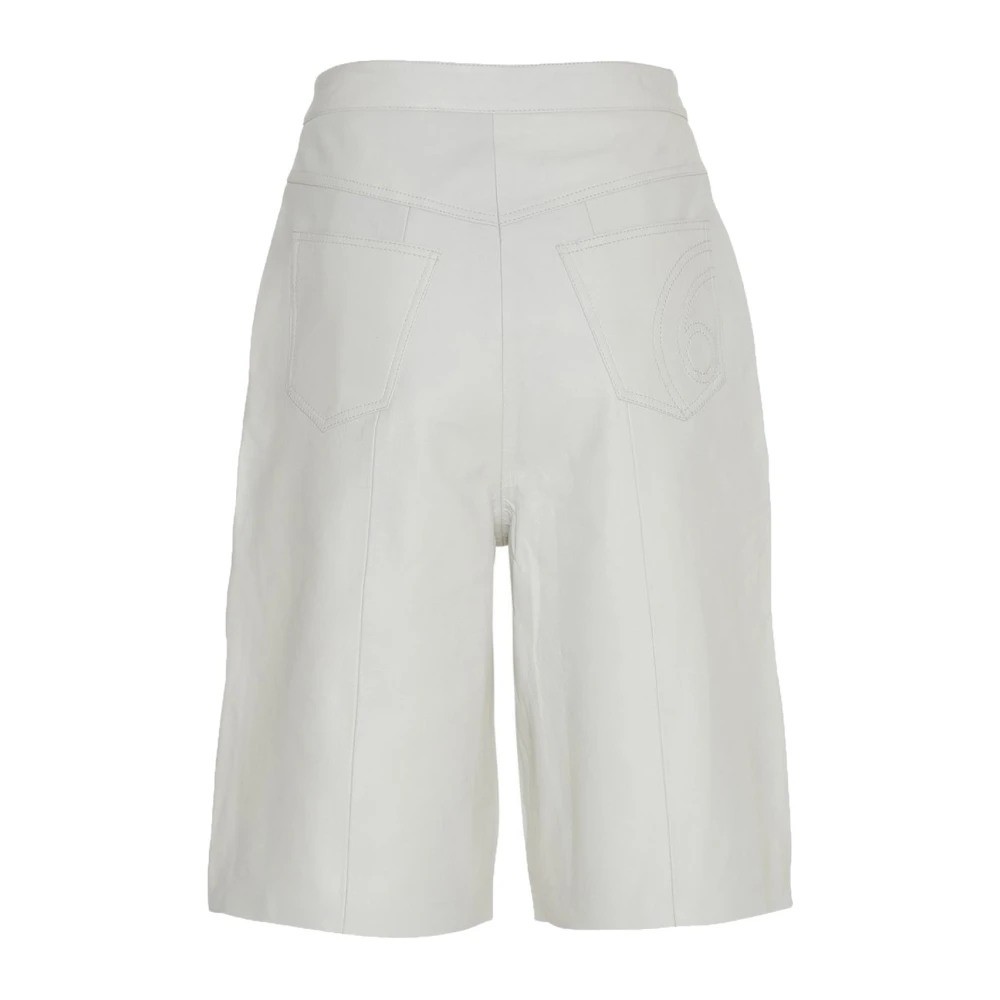 Remain Birger Christensen Leren Bermuda Shorts White Dames