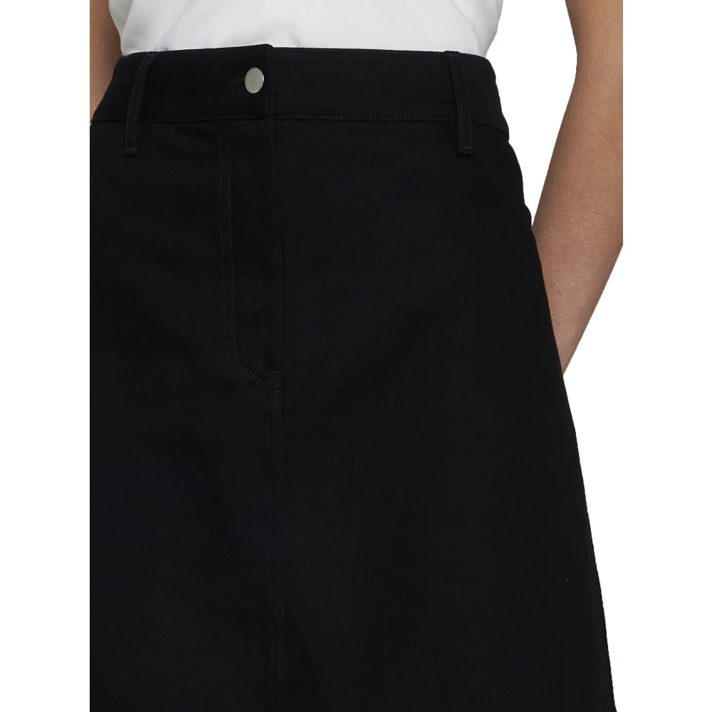 Studio Nicholson Zwarte A-Lijn Denim Rok Black Dames