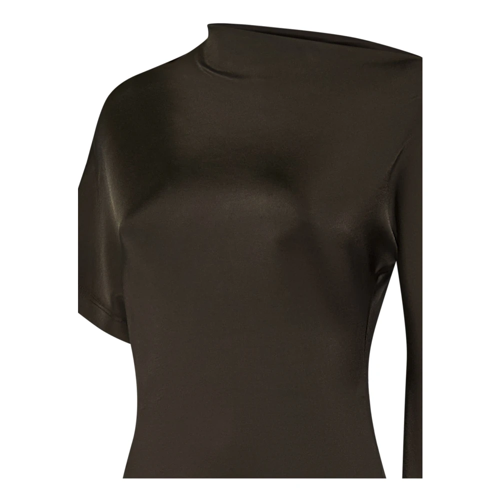 alexander mcqueen Bruine Asymmetrische Halslijn Topkleding Aw24 Brown Dames