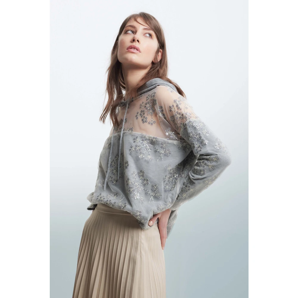 Kocca Hoodie met bloemenborduursel Gray Dames