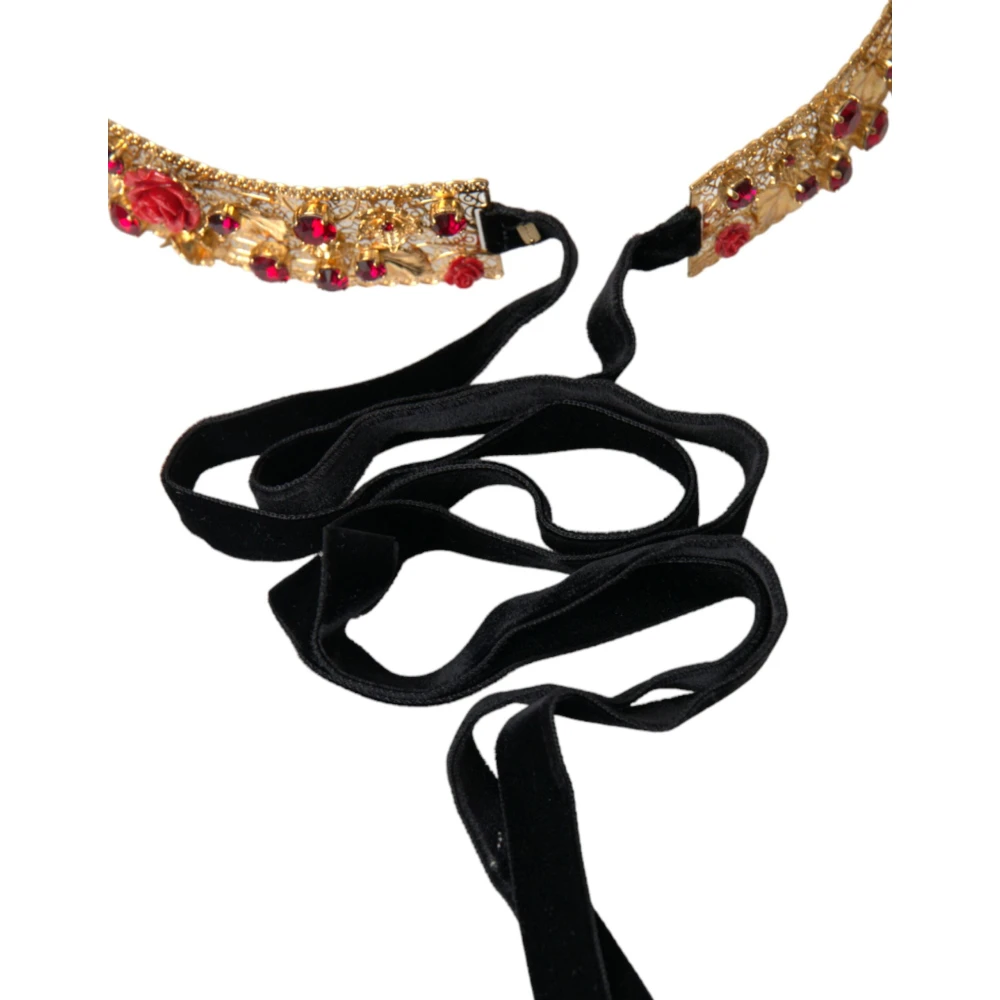Dolce & Gabbana Gouden Kristal Roos Juweel Taille Riem Yellow Dames