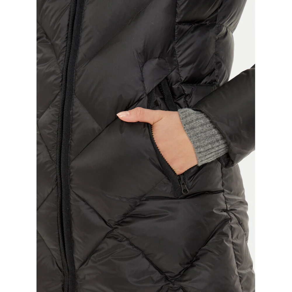 Blauer Lange Bont Gevoerde Jas Vrouwen Black Dames