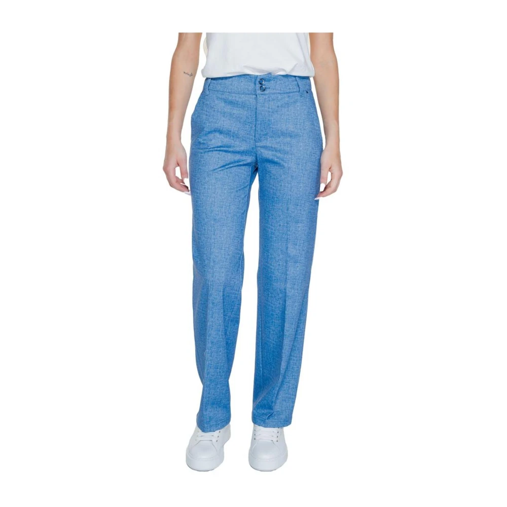 Street One Blauwe Palazzo Broek Lichtgewicht Flexibele Pasvorm Blue Dames