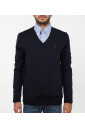 blue-v-neck-sweater