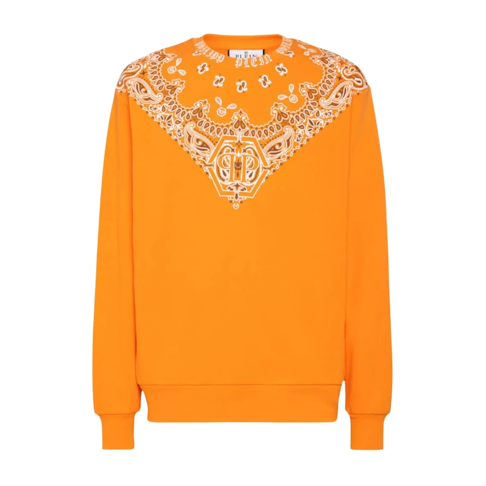 Philipp Plein Oranje Paisley Bandana Stijl Sweatshirt Orange Heren