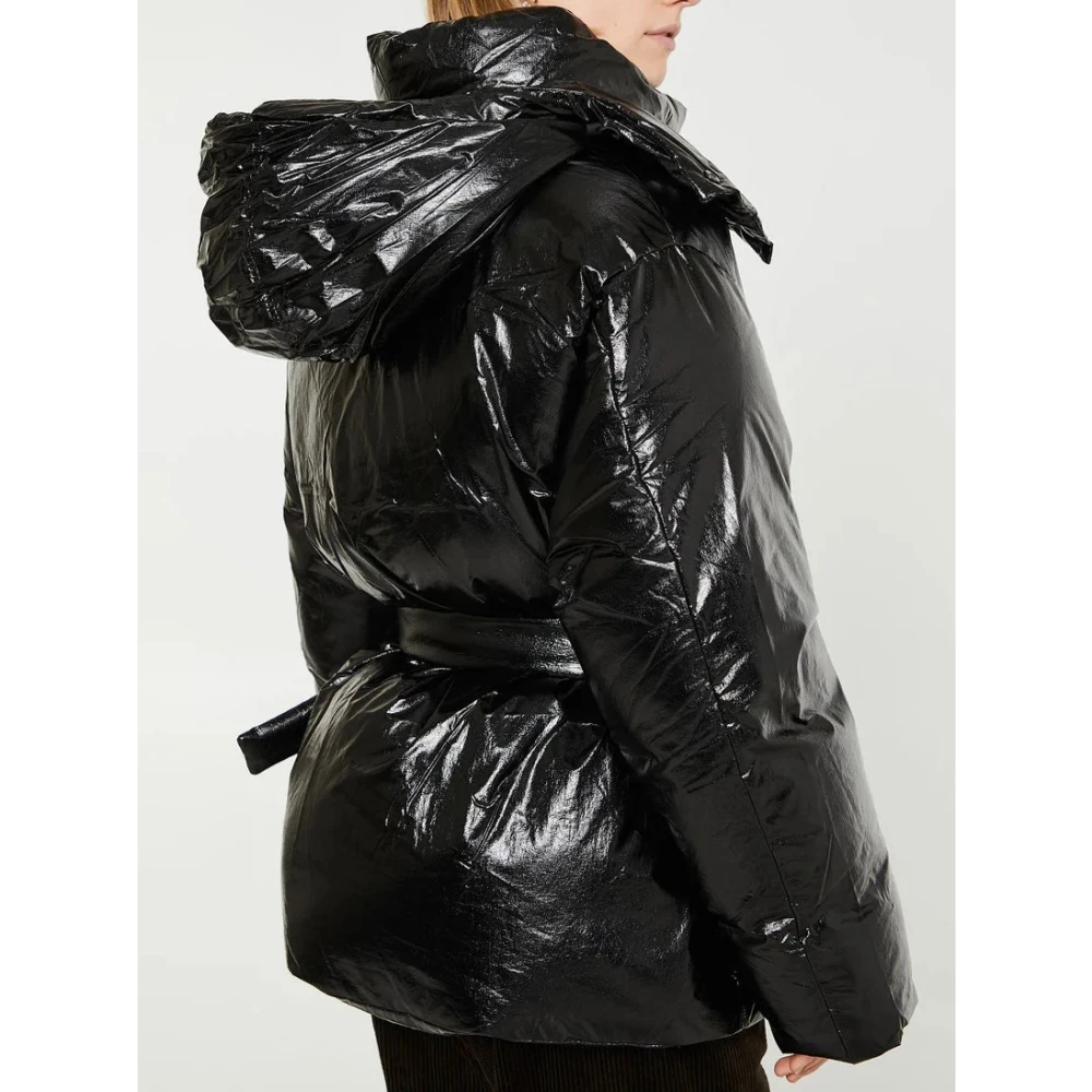 Acne Studios Zwarte Gewatteerde Jas met Capuchon Black Dames