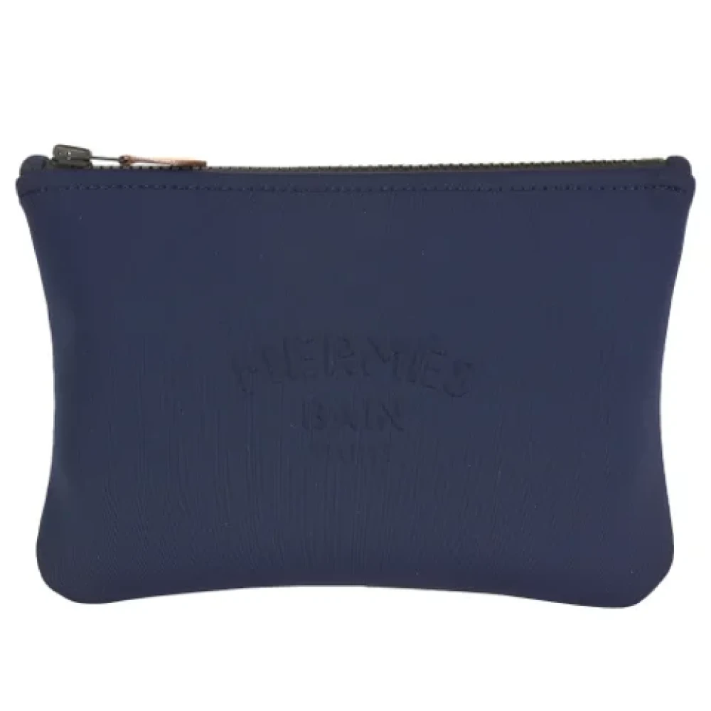 Hermès Vintage Pre-owned Nylon clutches Blue Dames