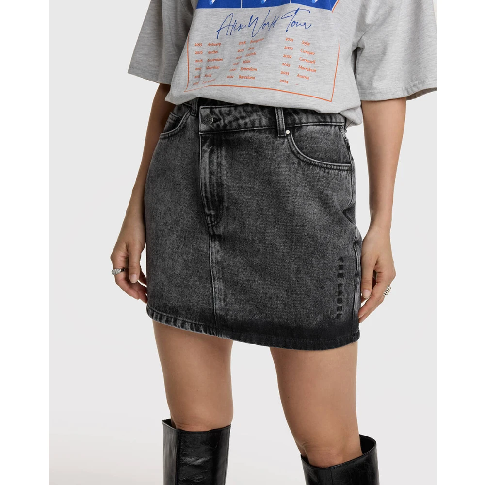 Alix The Label Asymmetrische Denim Mini Rok Gray Dames