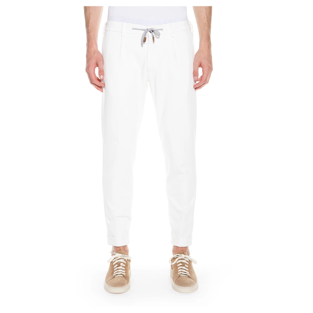 Eleventy Joggerbroek met suède afwerking White Heren