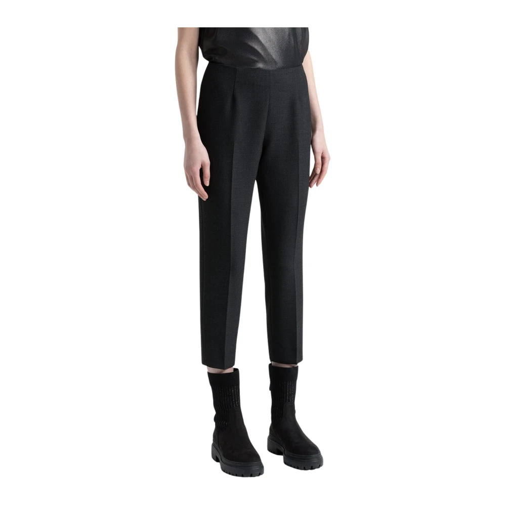 PESERICO Tweeweg stretchstof broek Black Dames
