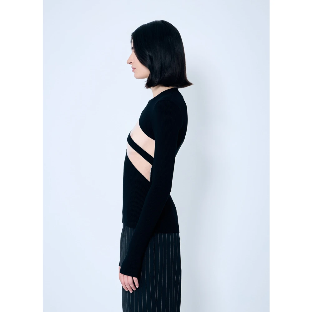 Jean Paul Gaultier Transparante Paneel Geribbelde Coltrui Black Dames