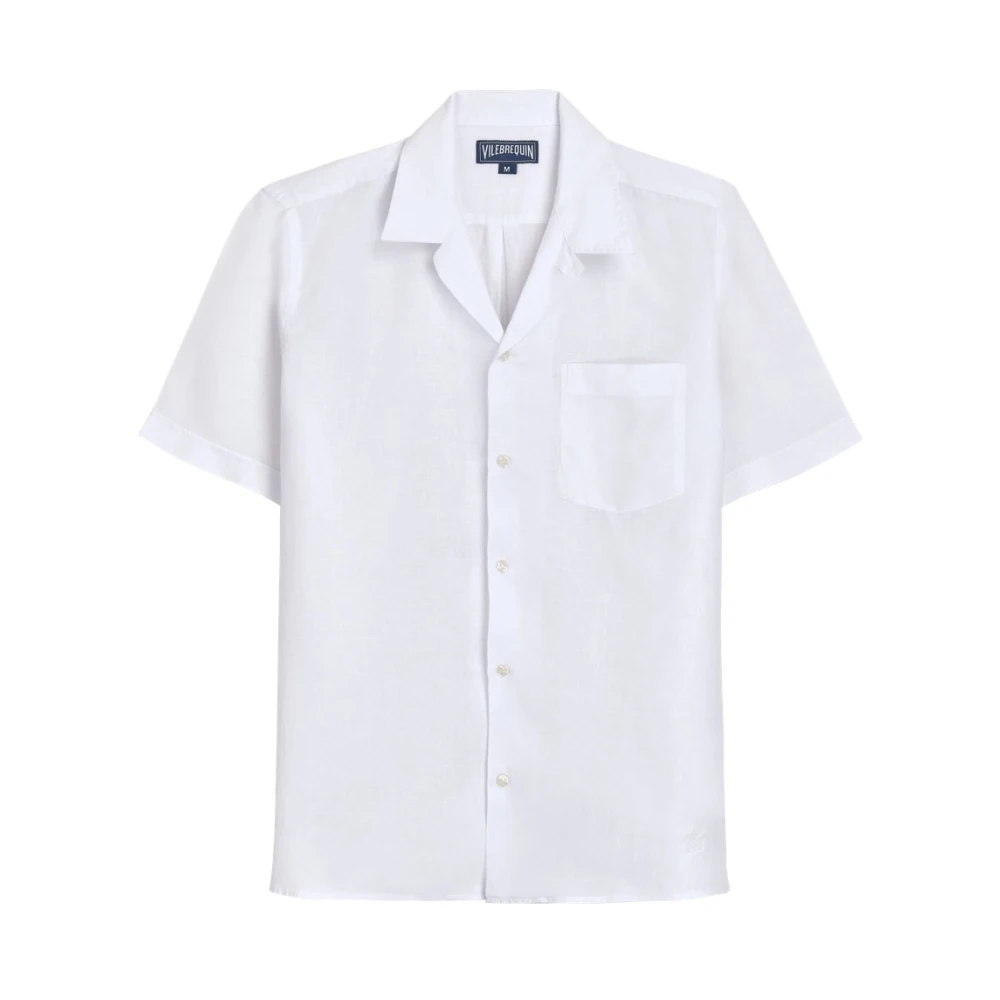 Vilebrequin Uomo Bianco - Camicia Bowling In Lino Tinta Unita - Shirts - L