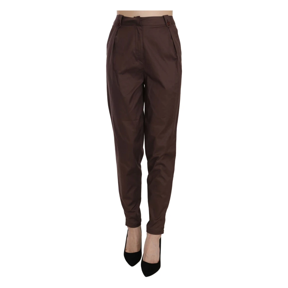 Just Cavalli High Waist Tapered Formal Trousers - Female - Slim-Fit Trousers - Brown - Xs - Trousers