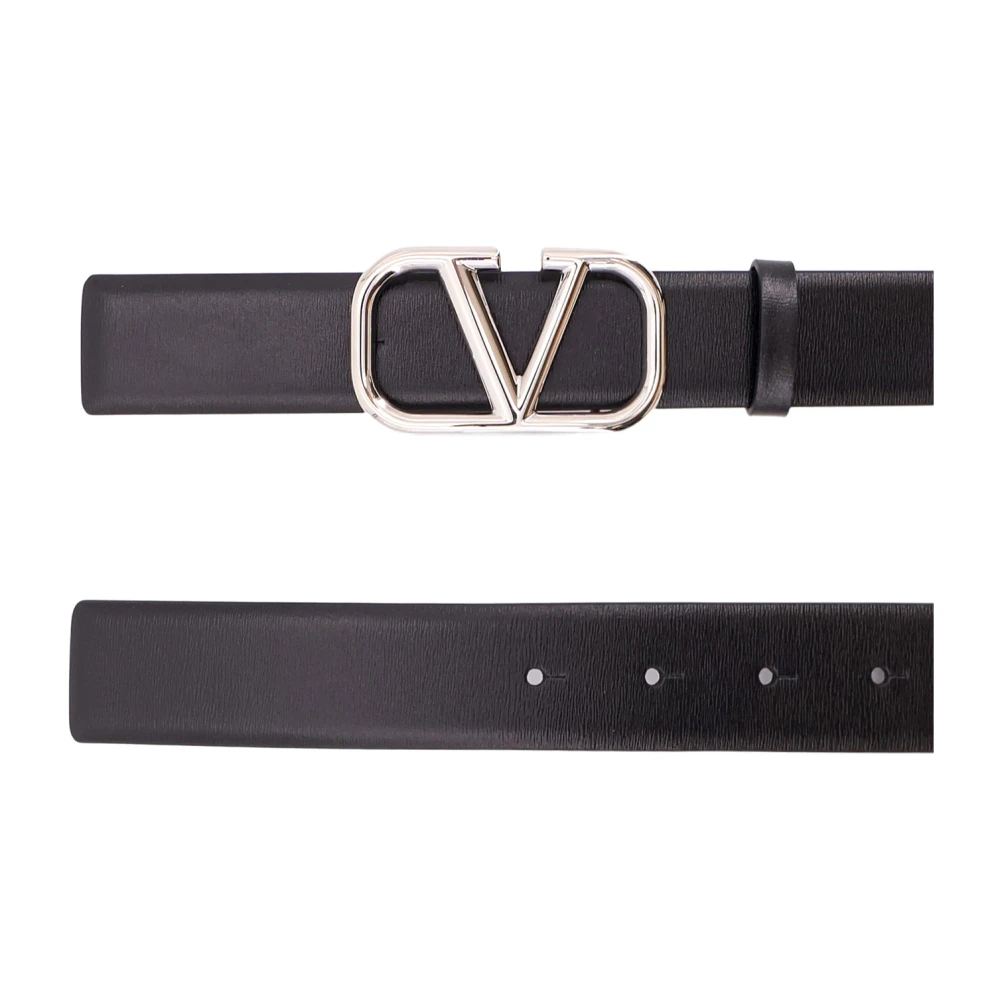 Valentino Garavani Verstelbare leren riem met metalen gesp Black Heren