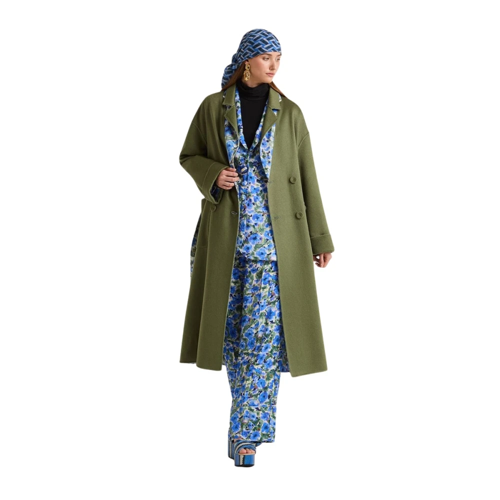 Maliparmi Women's Green Belted Coats, Xl, Double Trouble Overcoat