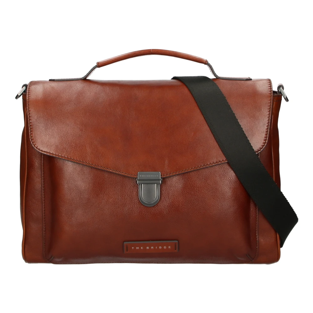 The Bridge Bruin leren zakelijke aktetas met laptopvak Brown Heren