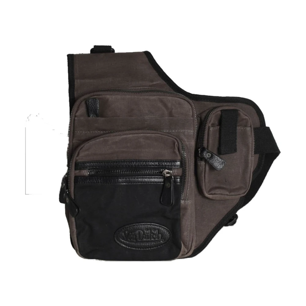 Von Dutch Stijlvolle Schoudertas in Bruin Gray Heren
