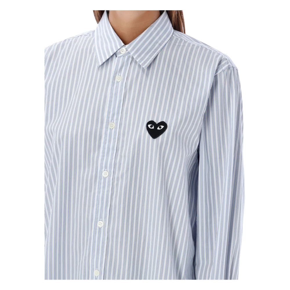 Comme des Garçons Gestreept Hart Patch Shirt White Dames