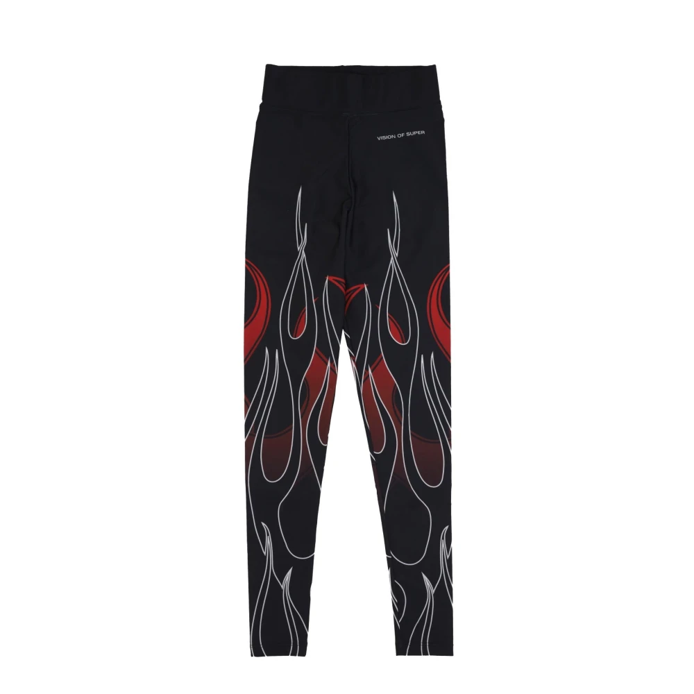 Vision OF Super Flames Print Svart/Röd Leggings Kvinnor Multicolor, Dam