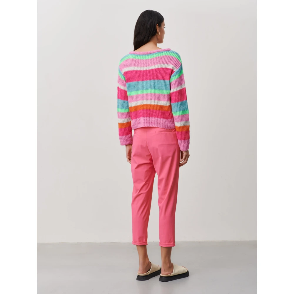 Jane Lushka Kleurrijke Stripe PU Pullover Multicolor Dames