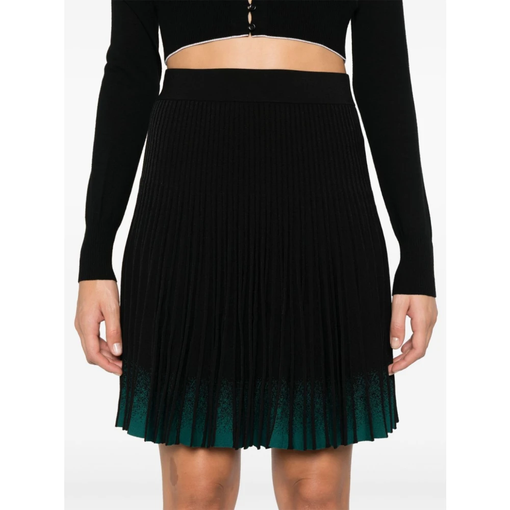 Emporio Armani Zwarte Geribbelde Gebreide Ombré Geplooide Rok Black Dames