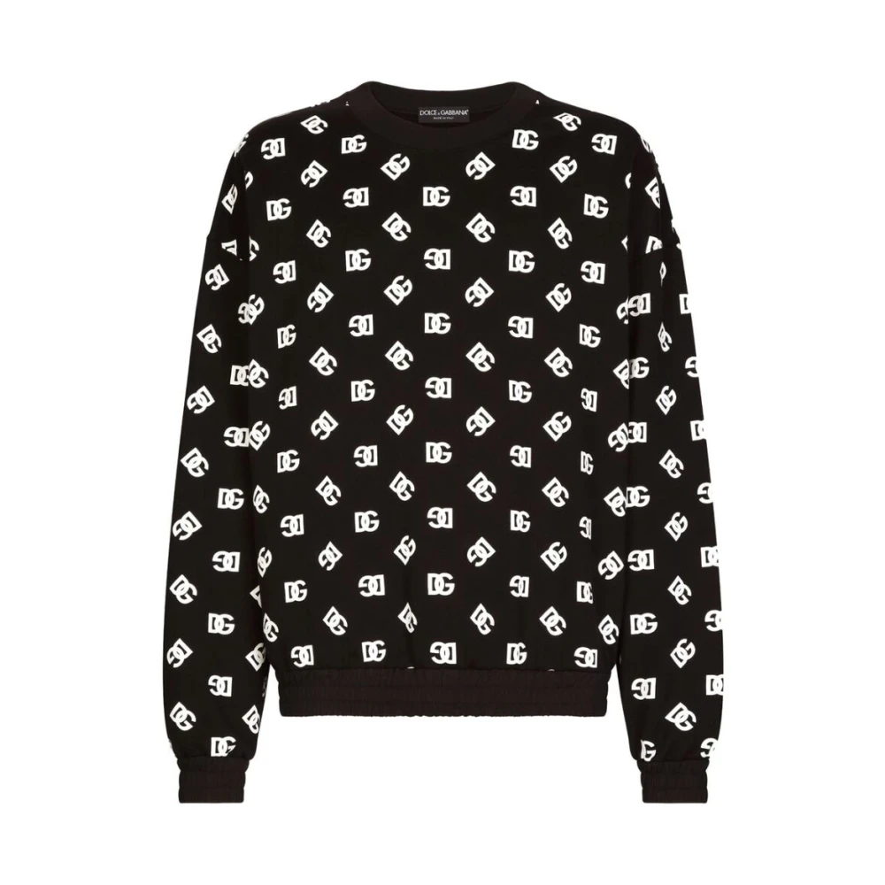 Dolce & Gabbana Logo Print Crew Neck Sweatshirt Black Heren
