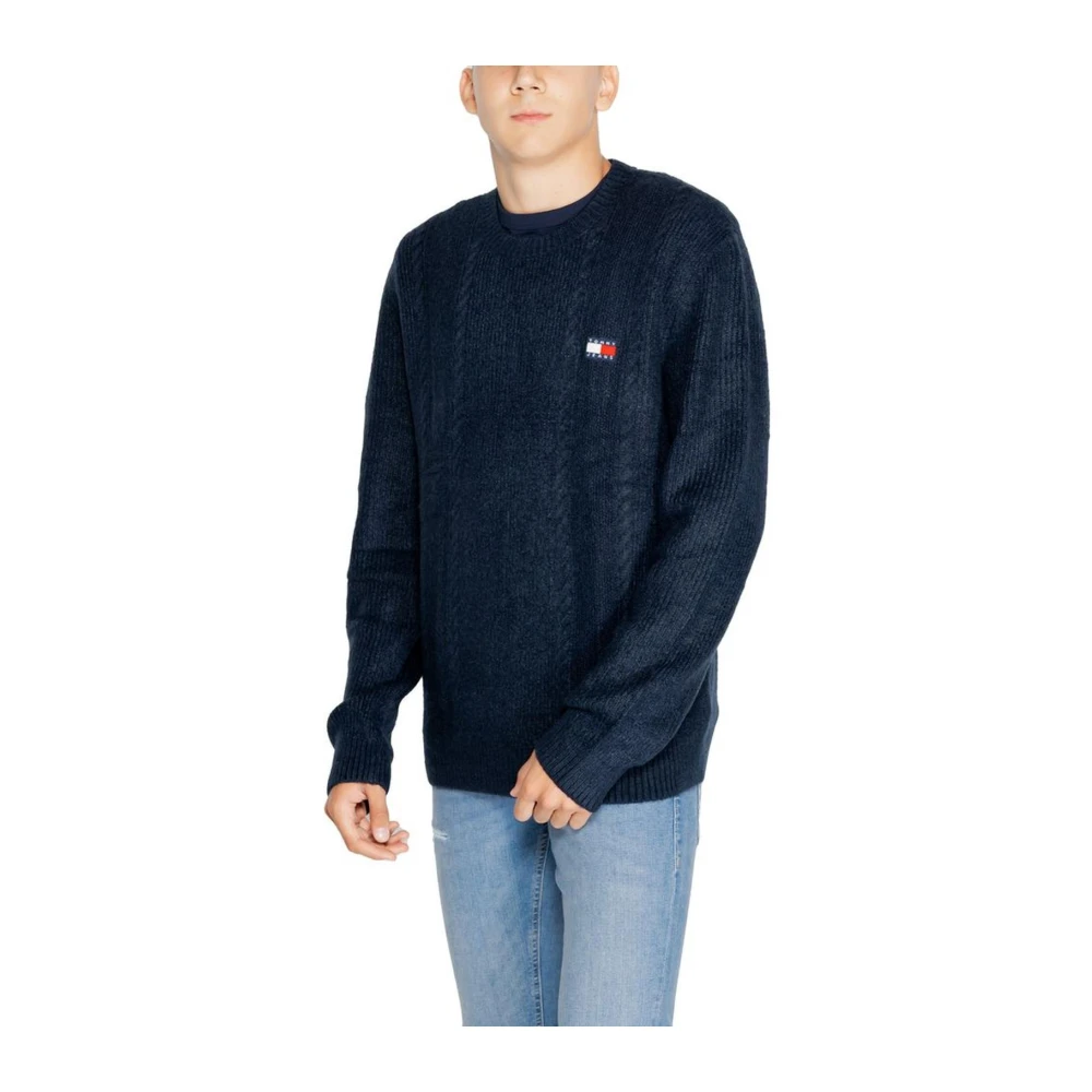 Tommy Jeans Blauwe Gebreide Trui Acryl Mix Blue Heren
