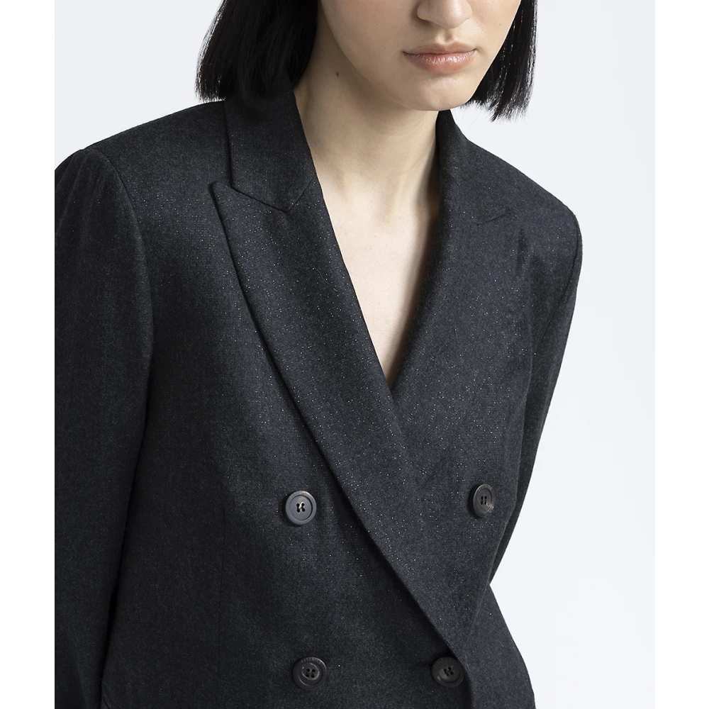PESERICO Lurex wol flanel double-breasted blazer Gray Dames
