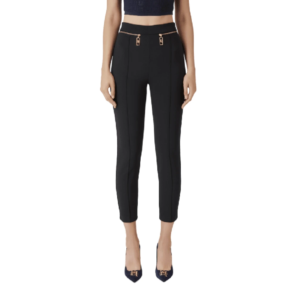 Elisabetta Franchi Zwarte rechte pijp ritsbroek Black Dames