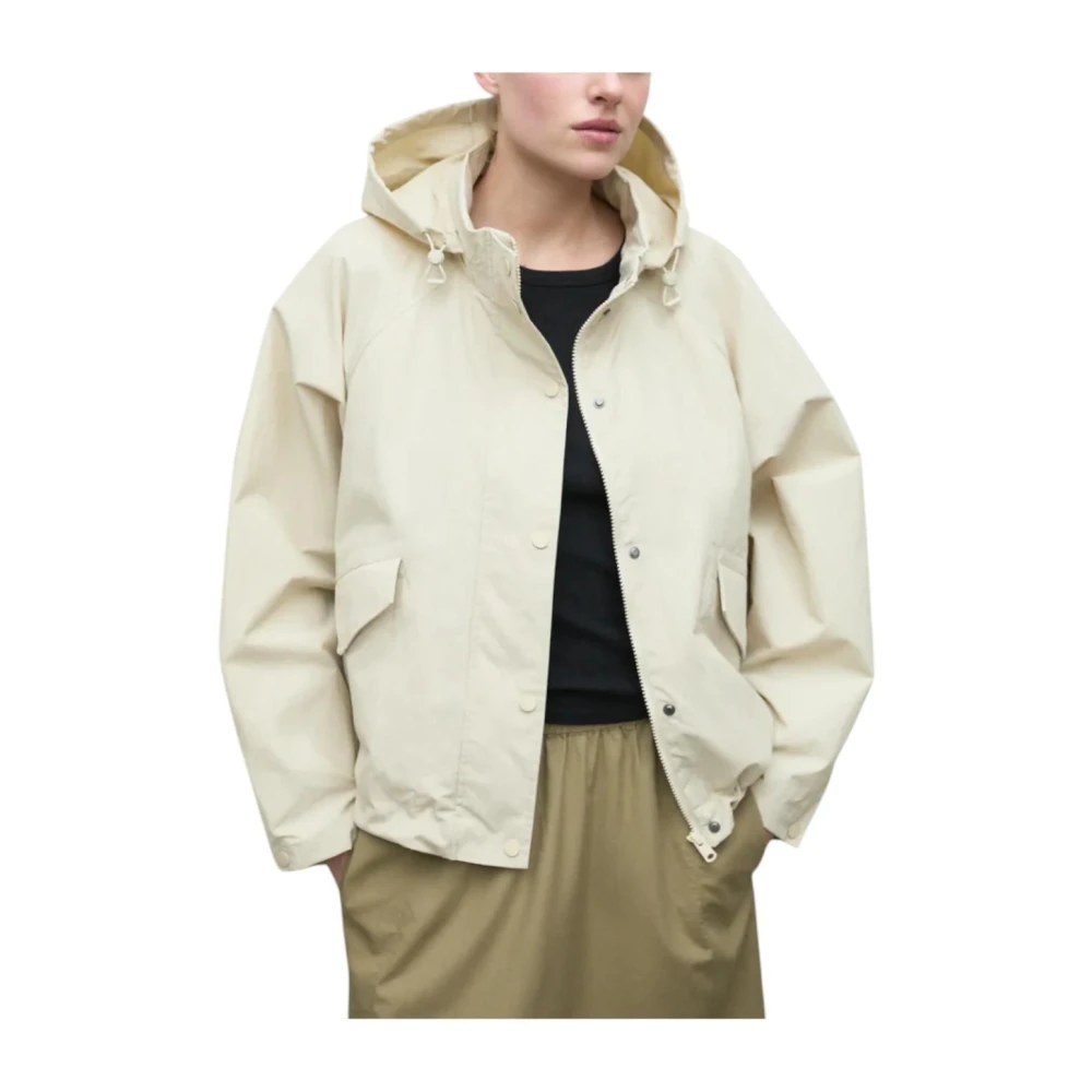 Ecoalf Women's Beige Rain Jackets, S, Waterproof Oversized Jacket With Adjustable Hood