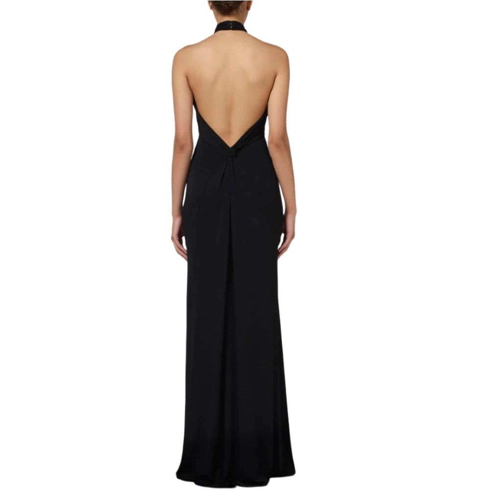 Elisabetta Franchi Rode Loper Jersey Jurk met Drapering Black Dames