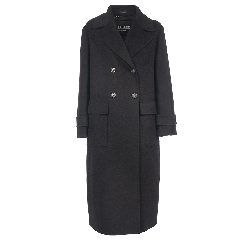 Max Mara Weekend Dubbele wollen trenchcoat met gewatteerde rug Black Dames