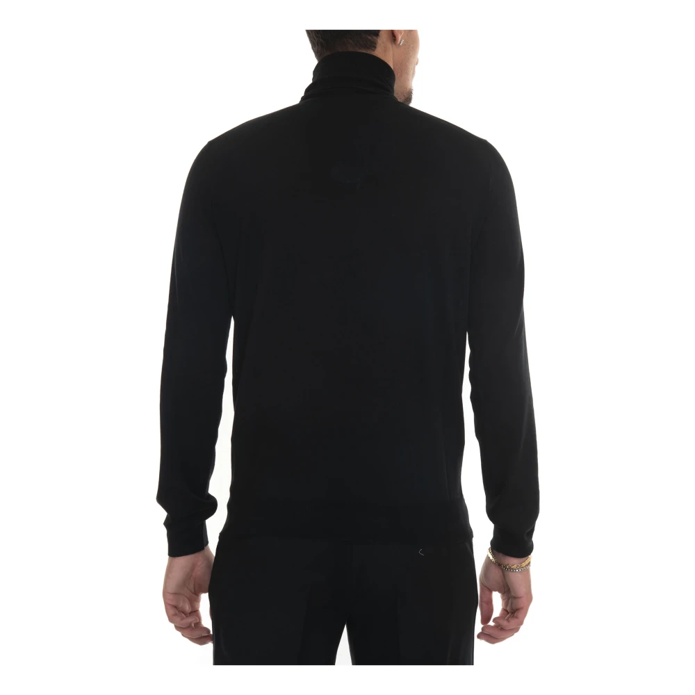 Hindustrie Merino Wol V-hals Pullover Slim Fit Black Heren