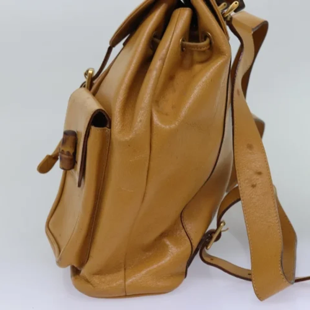 Gucci Vintage Pre-owned Leather backpacks Yellow Dames