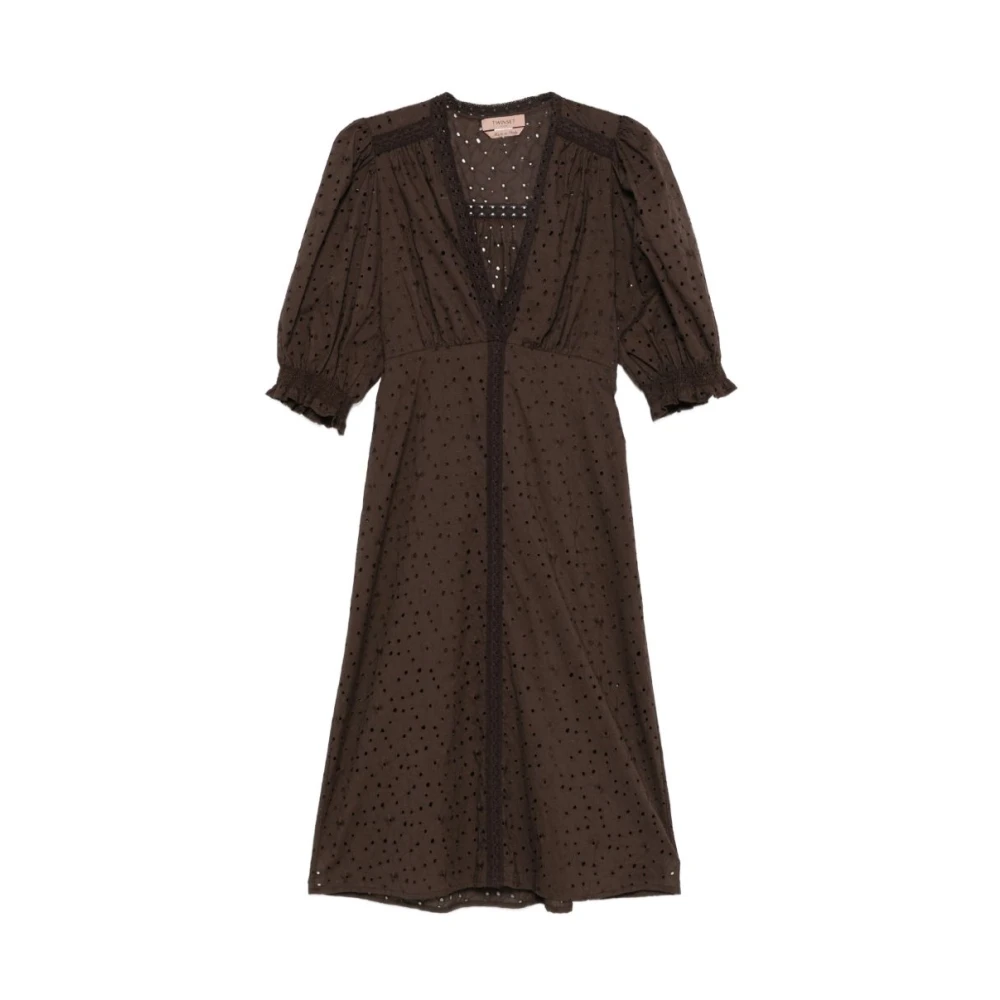 Twinset Women's Brown Midi Dresses, L, Midi Dresses