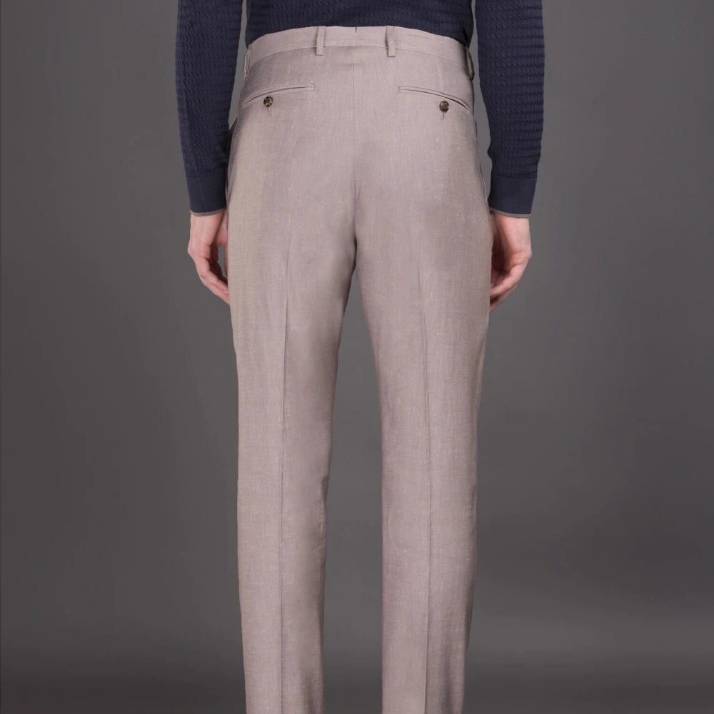 Moorer Linnen-Katoen Chino Broek Beige Heren