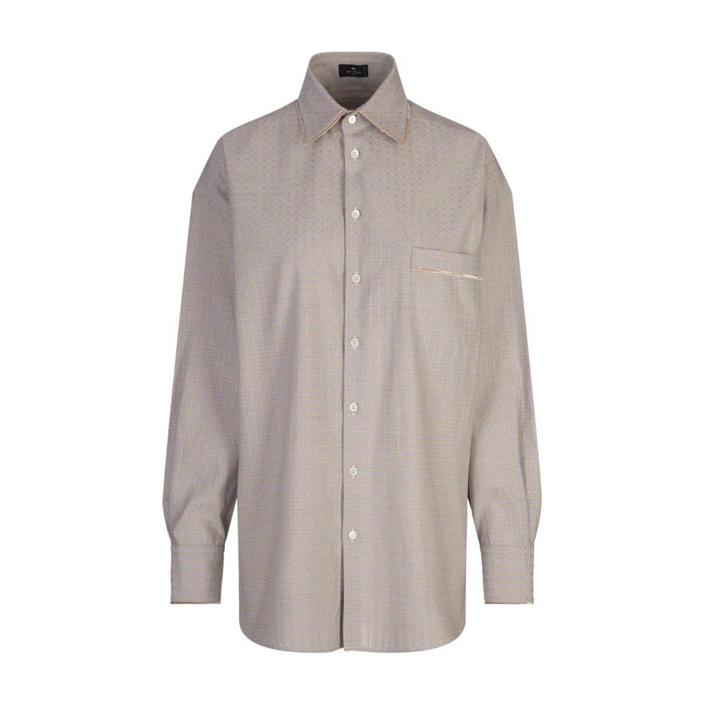 ETRO Grijs Shirt met Geometrisch Patroon en Fluweelbies Gray Dames