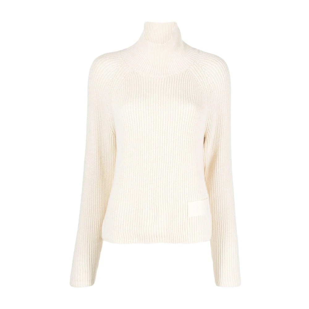 Ami Paris Casual Beige Trui met Katoen en Wol Beige Dames