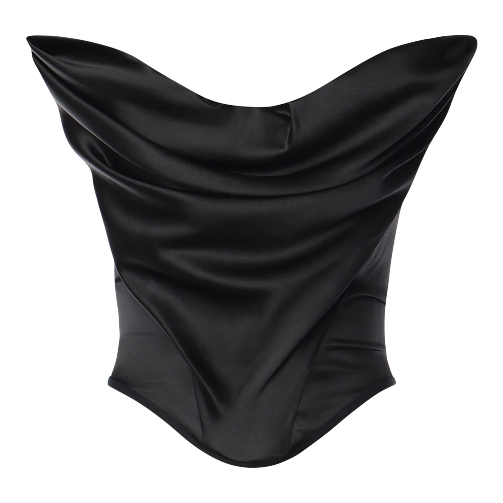 Magda Butrym Zwart Strapless Satijn Korset Bustier Black Dames