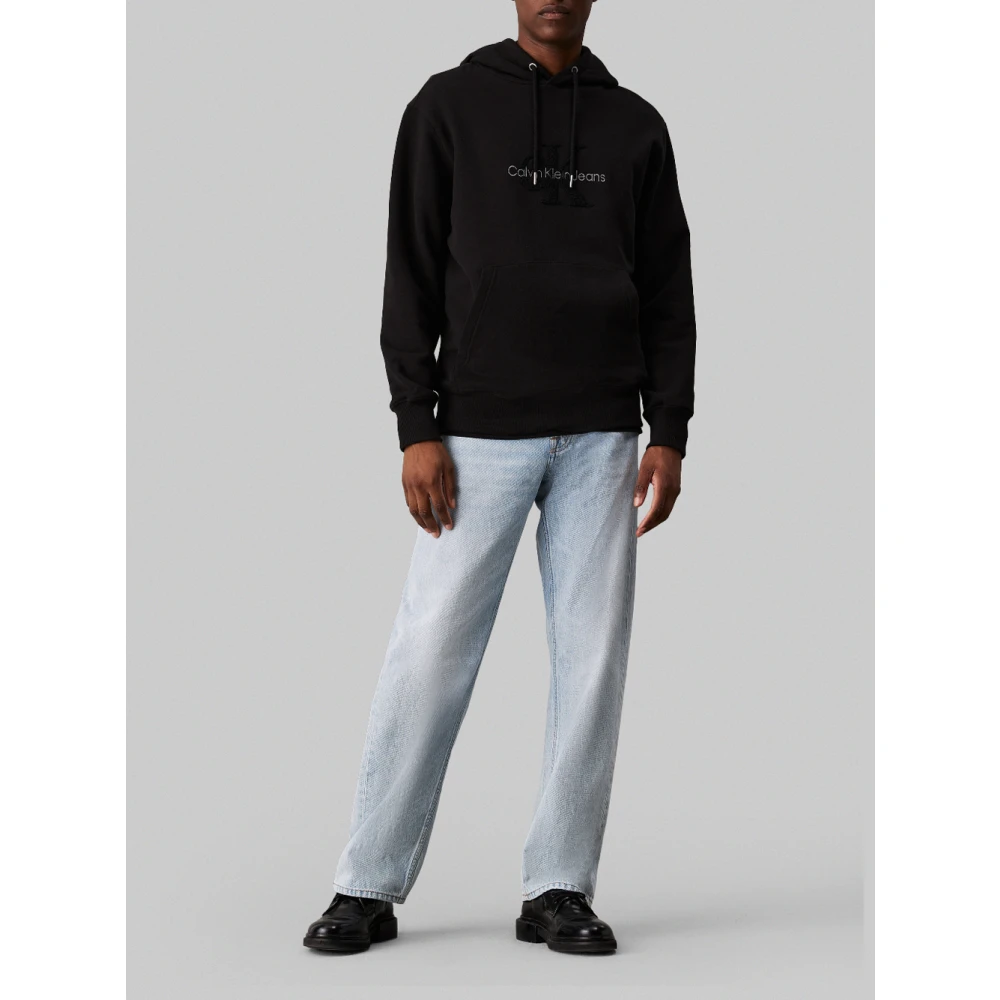 Calvin Klein Zwarte Chenille Hoodie Sweater Black Heren