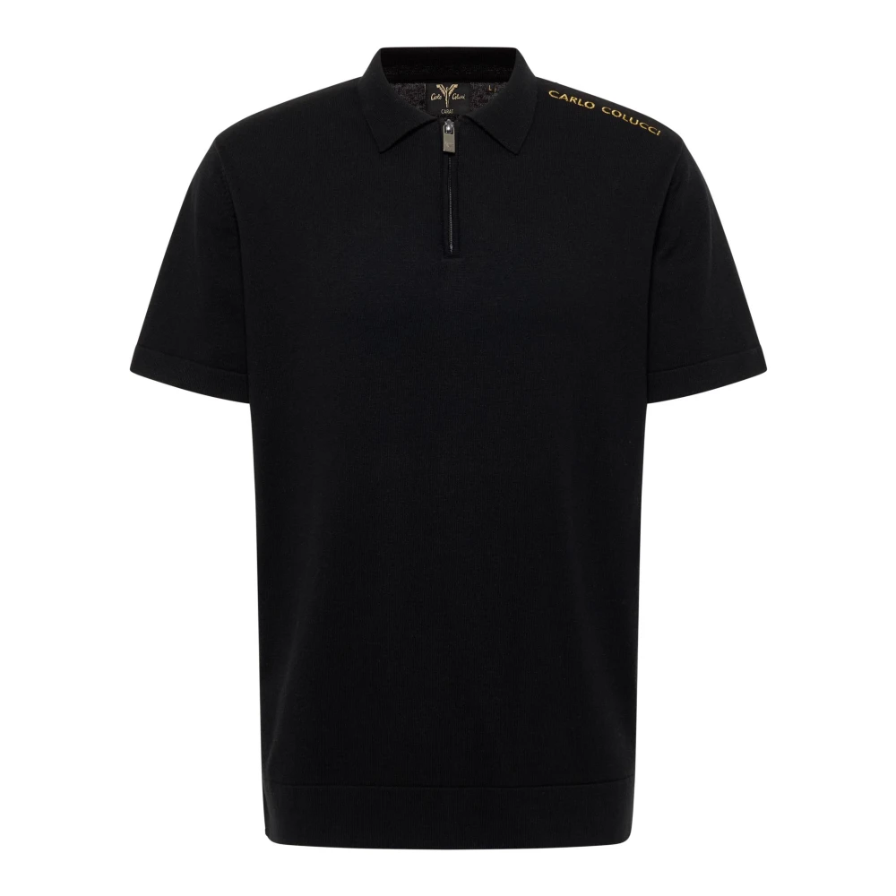 Carlo Colucci Men's Gold Urban Polo Shirt With Accents