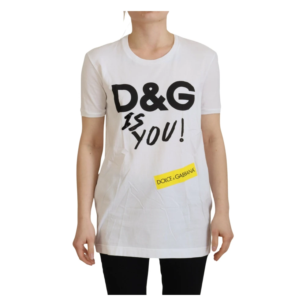 Dolce & Gabbana Witte DG Logo Print Top voor Dames White Dames