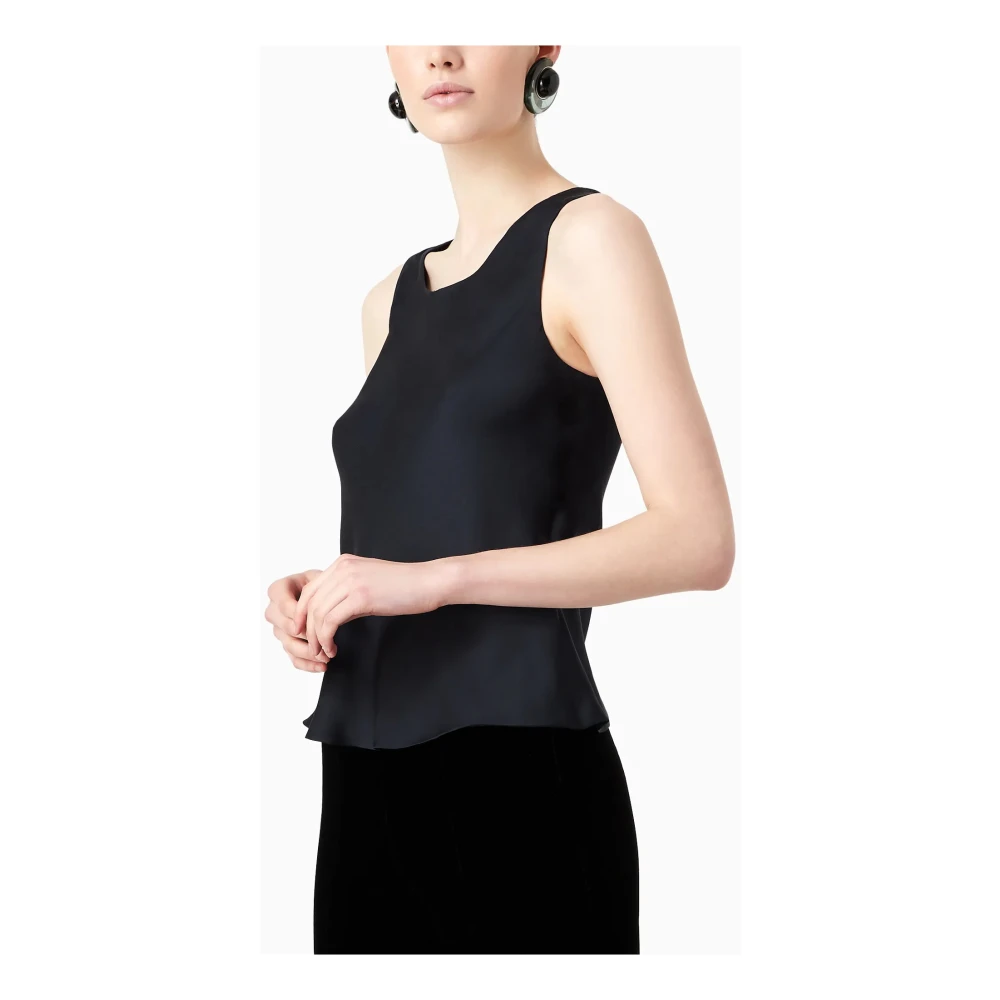 Giorgio Armani Zwarte Zijden Mouwloze Top Black Dames